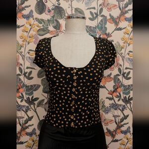 Rouje- Black Polka Dot Blouse- Size 36/S